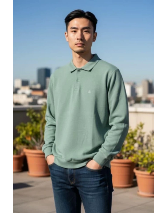 YAKALI TRİKO SU YEŞİLİ RENK