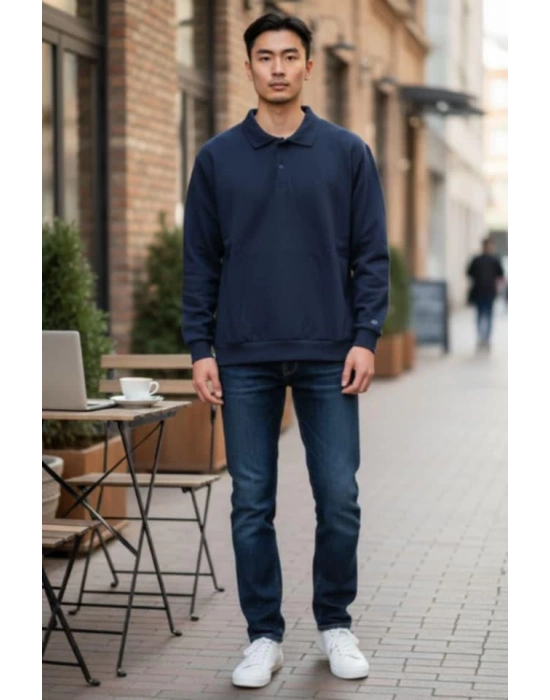 YAKALI TRİKO LACİVERT RENK