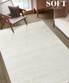 Soft  Koleksiyonu Modern Saçaklı Halı 8303 Krem