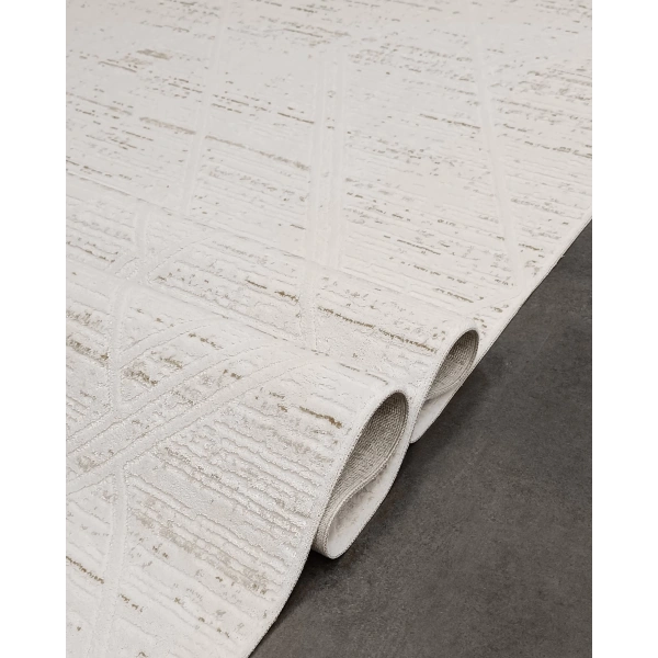 Alesta Koleksiyonu Akrilik Dokuma Saçaklı Halı 3505 Krem