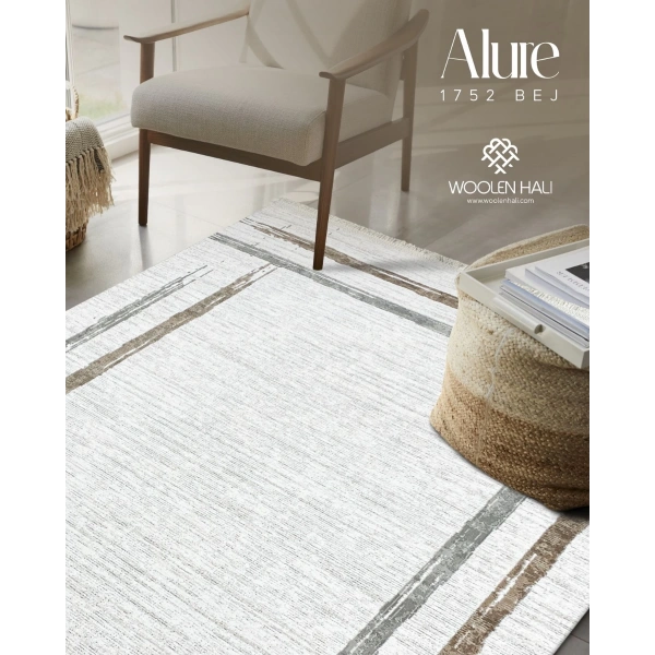 Alure Koleksiyonu Akrilik Dokuma Saçaklı Halı 1752 Bej
