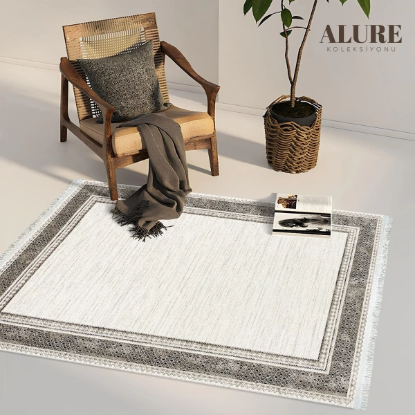 Alure Koleksiyonu Akrilik Dokuma Saçaklı Halı 1758 Bej