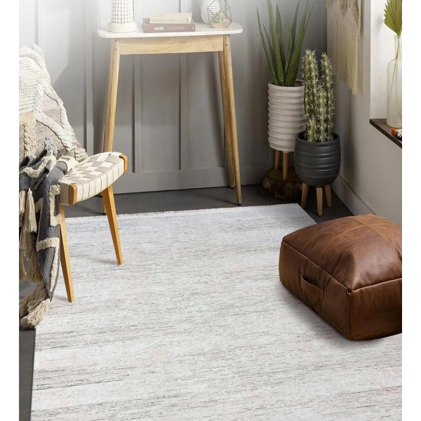 Alure Koleksiyonu Akrilik Dokuma Saçaklı Halı 1761 Bej