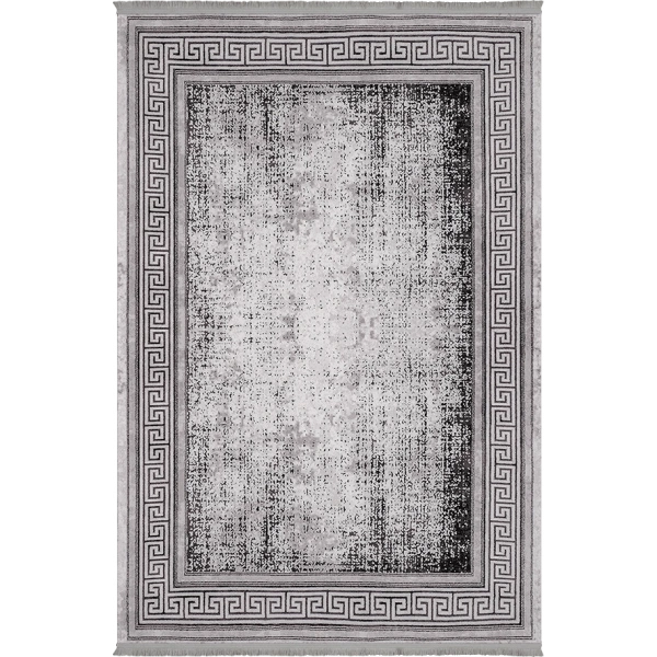 Bamboo Dark Koleksiyonu Akrilik Dokuma Saçaklı Halı 1503 Siyah