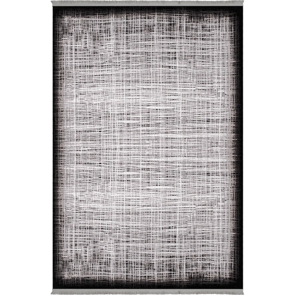 Bamboo Dark Koleksiyonu Akrilik Dokuma Saçaklı Halı 1506 Siyah