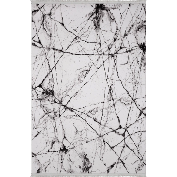 Bamboo Dark Koleksiyonu Akrilik Dokuma Saçaklı Halı 1510 Siyah