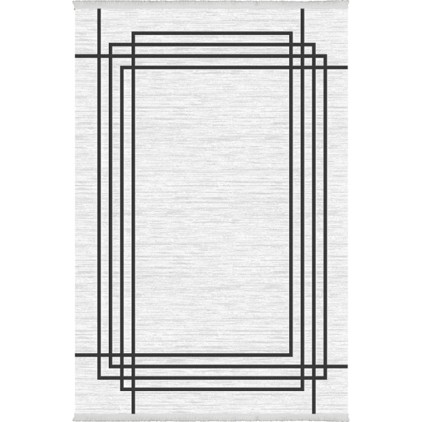 Bamboo Dark Koleksiyonu Akrilik Dokuma Saçaklı Halı 1512 Siyah