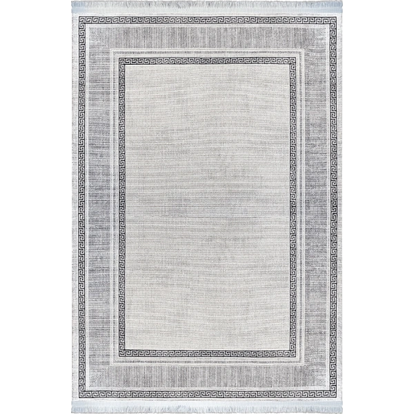 Bamboo Dark Koleksiyonu Akrilik Dokuma Saçaklı Halı 1513 Siyah