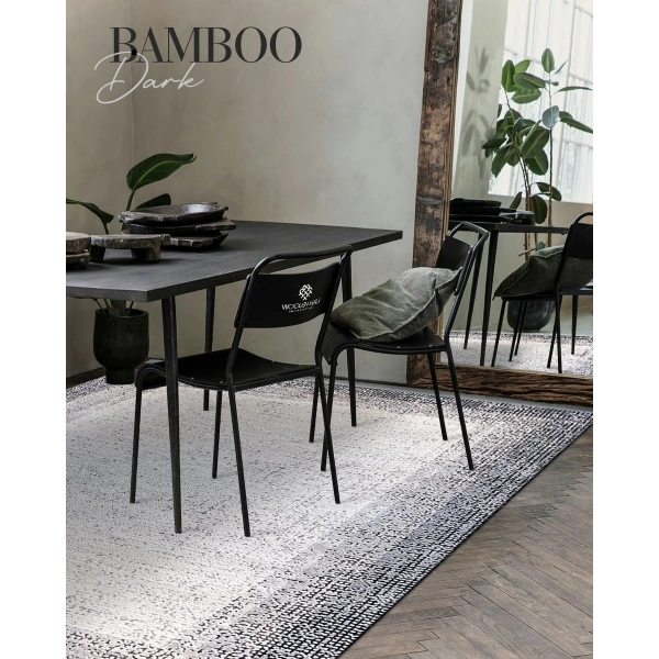 Bamboo Dark Koleksiyonu Akrilik Dokuma Saçaklı Halı 1515 Siyah