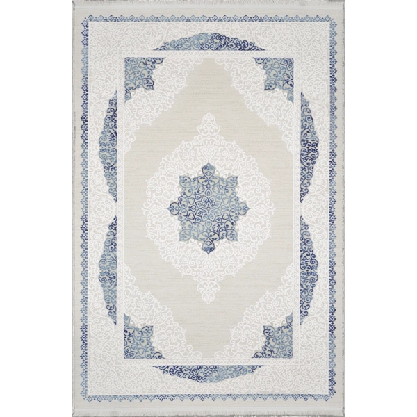 Bamboo Koleksiyonu Akrilik Dokuma Saçaklı Halı 1001 Mavi