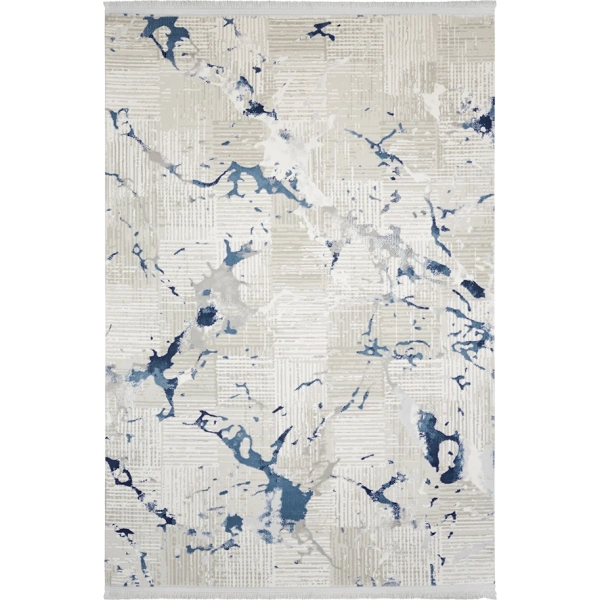 Bamboo Koleksiyonu Akrilik Dokuma Saçaklı Halı 1005 Mavi