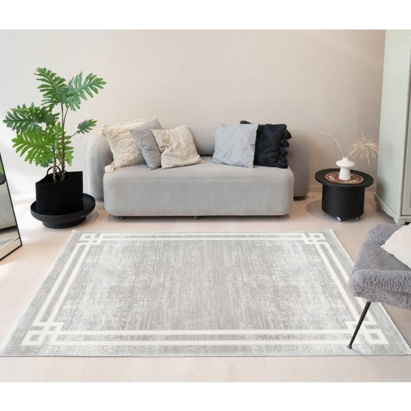 Bamboo Koleksiyonu Akrilik Dokuma Saçaklı Halı 1015 Gri