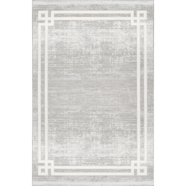 Bamboo Koleksiyonu Akrilik Dokuma Saçaklı Halı 1015 Gri