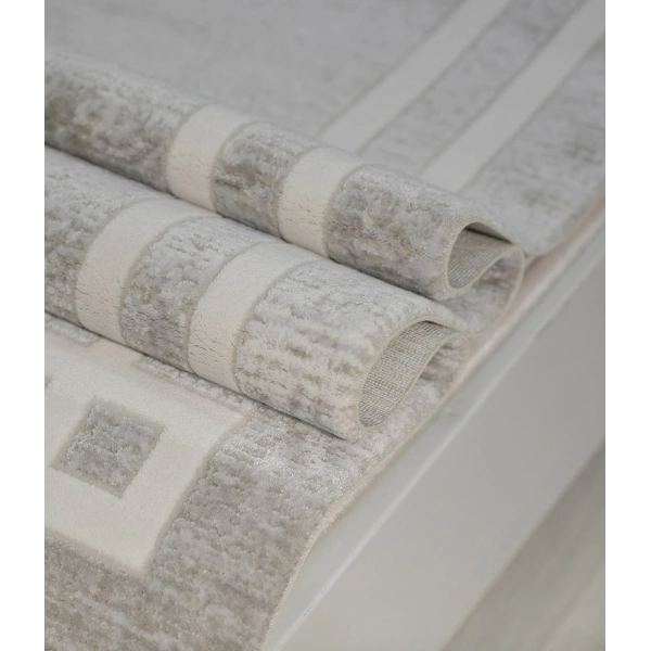 Bamboo Koleksiyonu Akrilik Dokuma Saçaklı Halı 1015 Gri