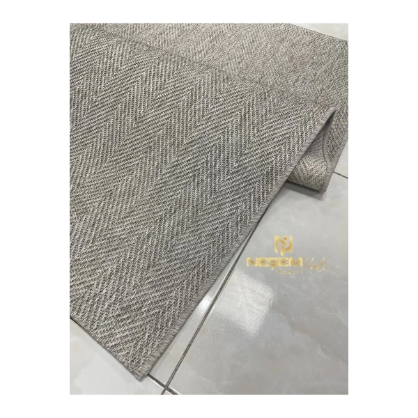 Bombay 665 Gri Hasır Dokulu Antibakteriyel Kolay Temizlenen Jut Görünümlü Sisal Halı