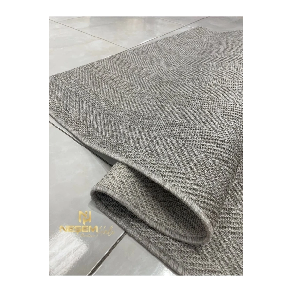 Bombay 665 Gri Hasır Dokulu Antibakteriyel Kolay Temizlenen Jut Görünümlü Sisal Halı