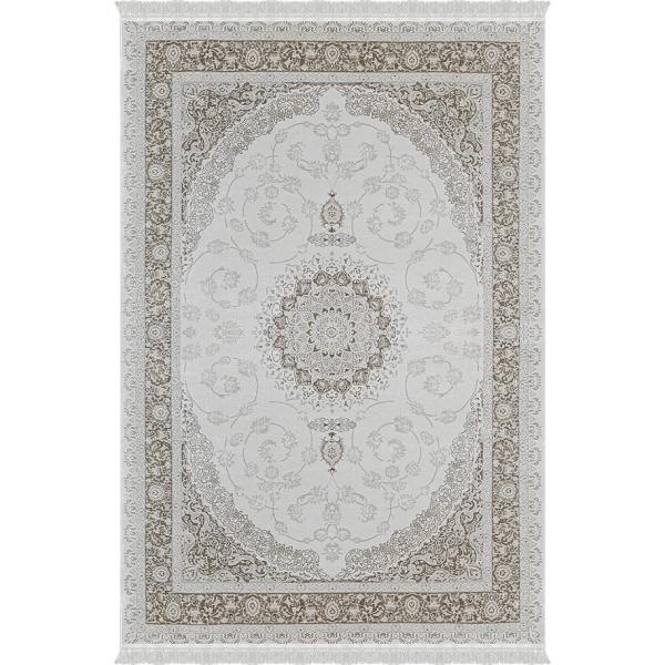 Deluxe Koleksiyonu Viskon Akrilik Dokuma Lüks Saçaklı Halı 6503 Bej