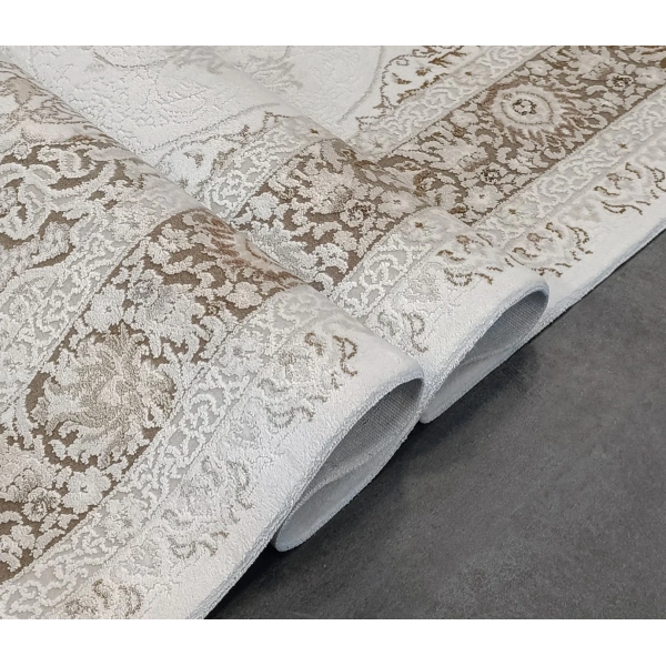 Deluxe Koleksiyonu Viskon Akrilik Dokuma Lüks Saçaklı Halı 6503 Bej