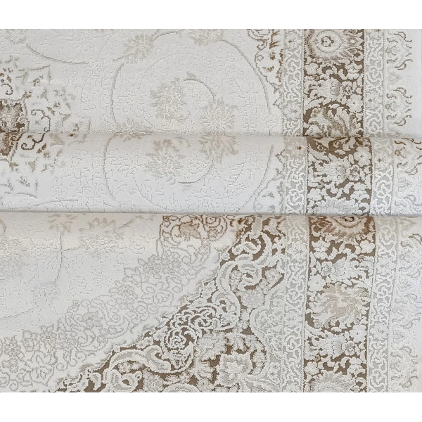 Deluxe Koleksiyonu Viskon Akrilik Dokuma Lüks Saçaklı Halı 6503 Bej