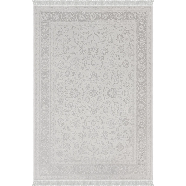 Deluxe Koleksiyonu Viskon Akrilik Dokuma Lüks Saçaklı Halı 6504 Gri