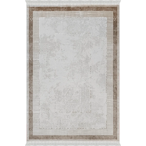 Deluxe Koleksiyonu Viskon Akrilik Dokuma Lüks Saçaklı Halı 6507 Kahve