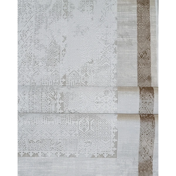 Deluxe Koleksiyonu Viskon Akrilik Dokuma Lüks Saçaklı Halı 6507 Kahve