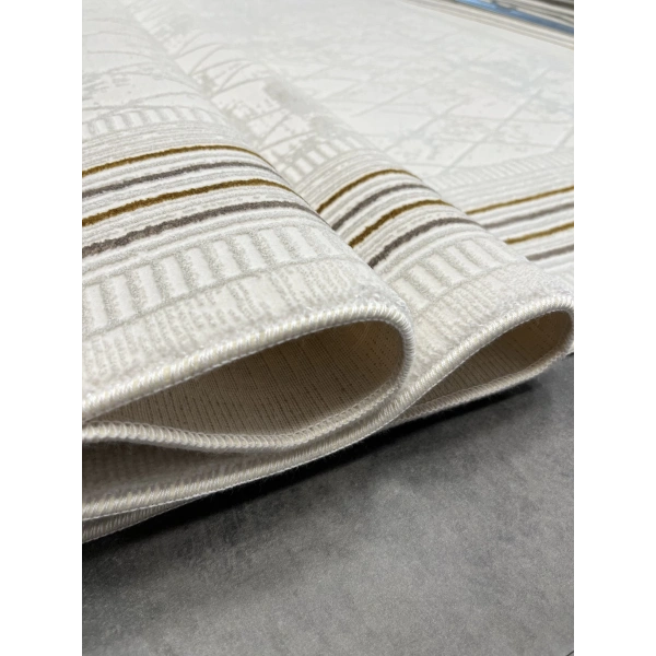 Diamond Koleksiyonu Sık Dokuma Saçaklı Halı 8509 Gold