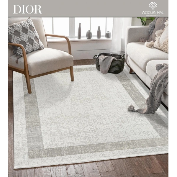 Dior Koleksiyonu Akrilik Dokuma Saçaklı Halı 4254 Gri