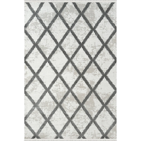 Dior Koleksiyonu Akrilik Dokuma Saçaklı Halı 4255 Gri