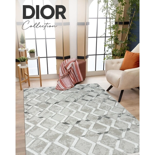 Dior Koleksiyonu Akrilik Dokuma Saçaklı Halı 4257 Gri