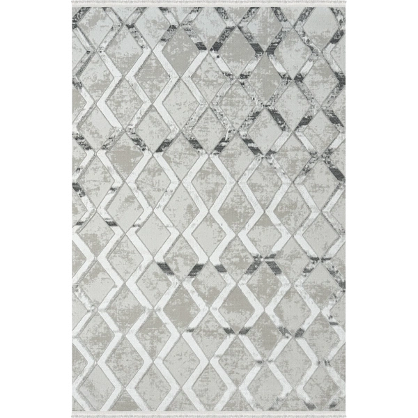 Dior Koleksiyonu Akrilik Dokuma Saçaklı Halı 4257 Gri