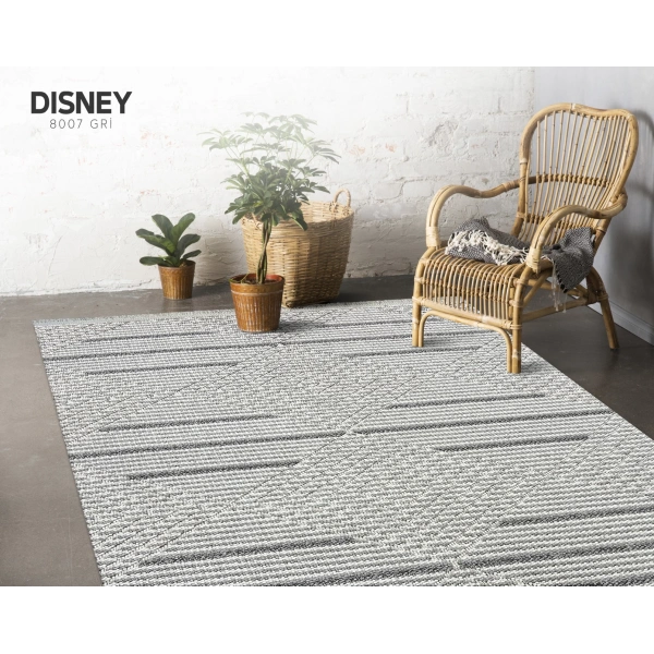 Disney Koleksiyonu Dekoratif Modern Saçaklı Halı 8007 Gri