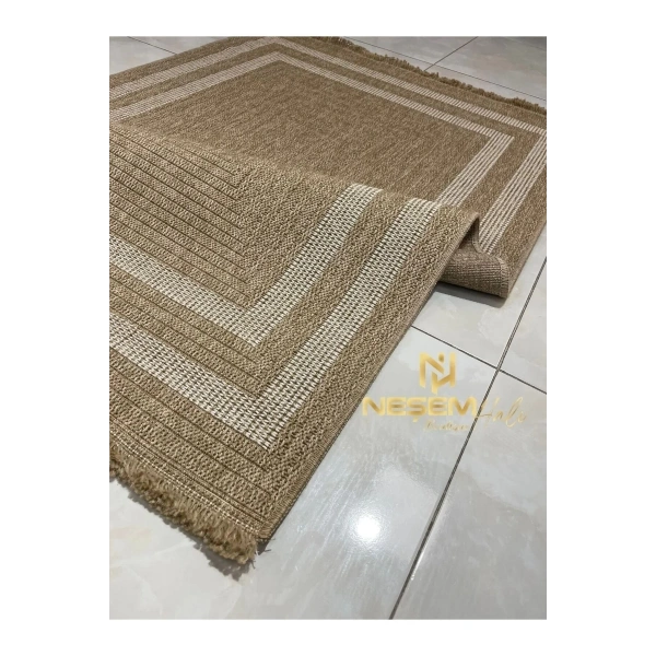 İndia-668-beyaz Hav Toz Vermez Antibakteriyel Kolay Temizlenen Jüt Hasır Görünümlü Halı.