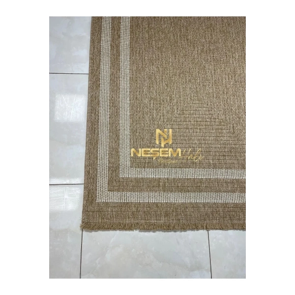 İndia-668-beyaz Hav Toz Vermez Antibakteriyel Kolay Temizlenen Jüt Hasır Görünümlü Halı.