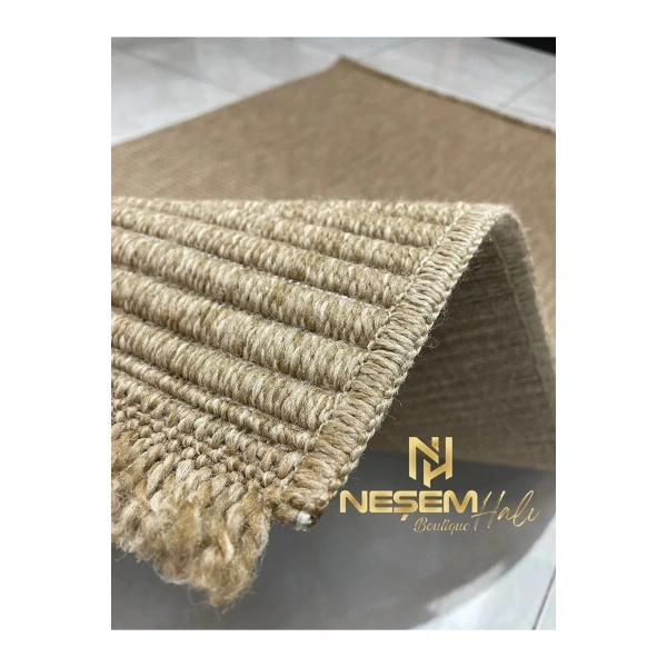 İndia 672 Bej Hav Toz Vermez Antibakteriyel Kolay Temizlenen Jüt Hasır Görünümlü Halı
