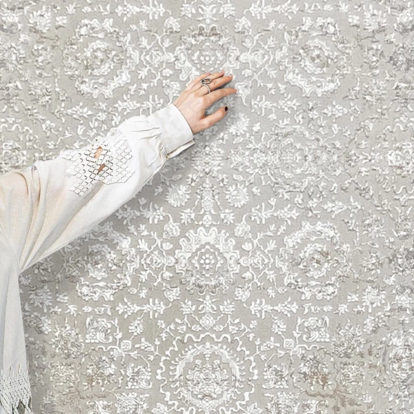 İpek Koleksiyonu 100 Tarak Viskon Akrilik Dokuma Lüks Halı 5002 Gri