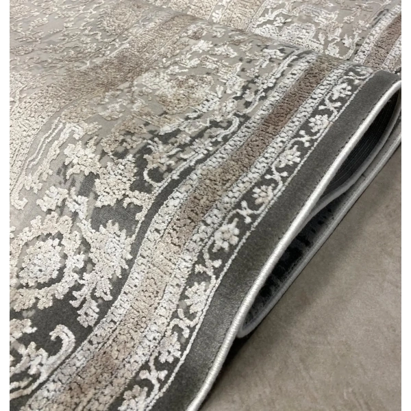 İpek Koleksiyonu 100 Tarak Viskon Akrilik Dokuma Lüks Halı 5003 Gri