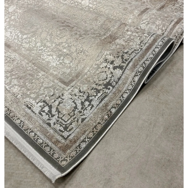 İpek Koleksiyonu 100 Tarak Viskon Akrilik Dokuma Lüks Halı 5003 Gri