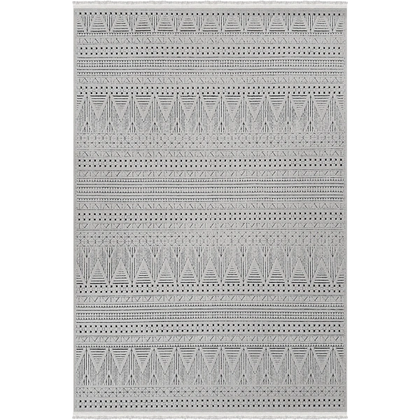 Lavina Koleksiyonu Dekoratif Modern Saçaklı Halı 8604 Antrasit