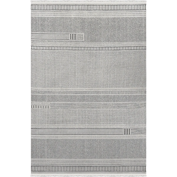 Lavina Koleksiyonu Dekoratif Modern Saçaklı Halı 8606 Antrasit