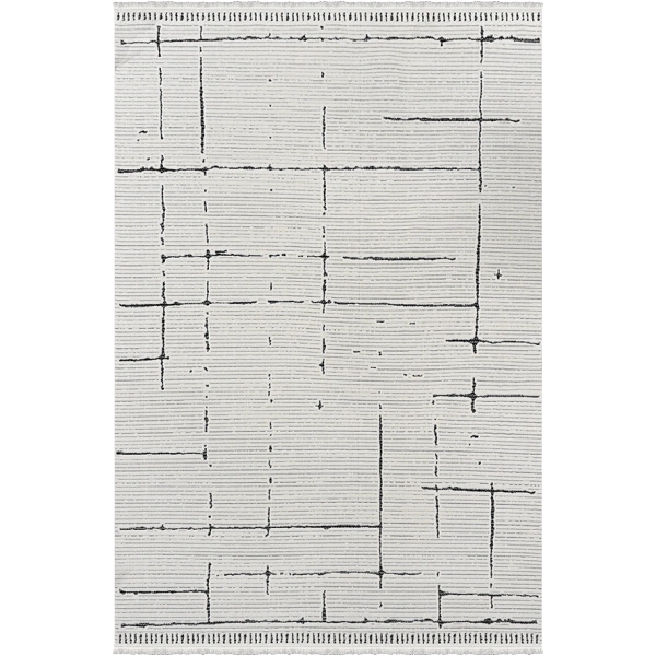 Lavina Koleksiyonu Dekoratif Modern Saçaklı Halı 8607 Gri