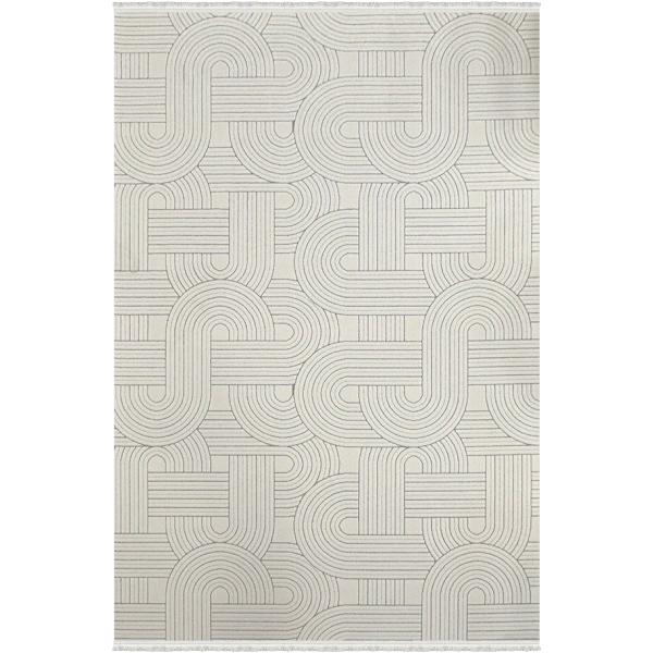 Lavina Koleksiyonu Dekoratif Modern Saçaklı Halı 8610 Krem