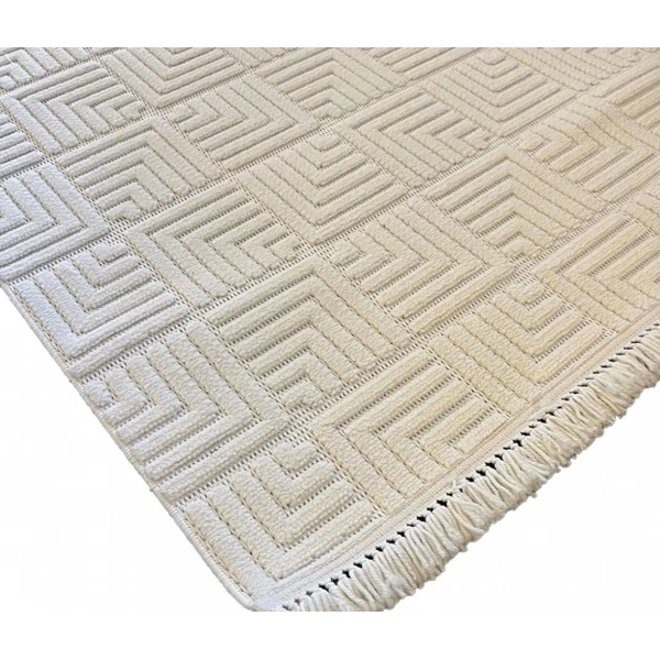 Luxess Dizayn Koleksiyonu Dekoratif Saçaklı Halı 1062 Krem