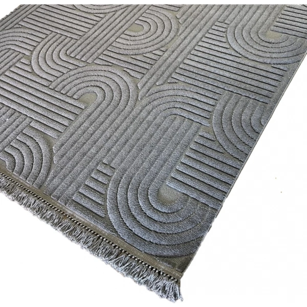 Luxess Dizayn Koleksiyonu Dekoratif Saçaklı Halı 1090 Antrasit