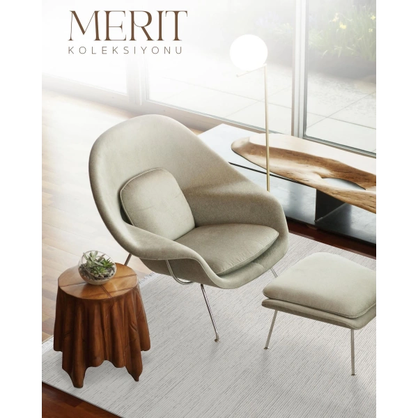 Merit  Koleksiyonu Modern Saçaklı Halı 2754 Krem