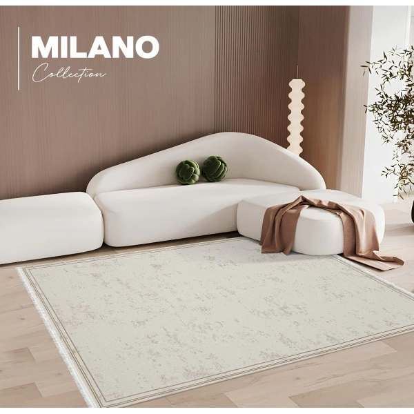 Milano Koleksiyonu Akrilik Dokuma Lüks Saçaklı Halı 4754 Bej