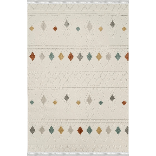 Mudo Koleksiyonu Dekoratif Modern Saçaklı Halı 8751 Multi