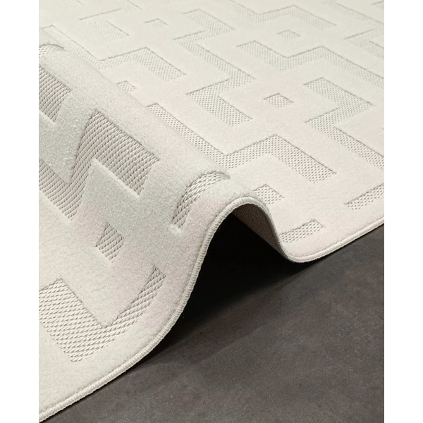 Mudo Koleksiyonu Dekoratif Modern Saçaklı Halı 8752 Krem