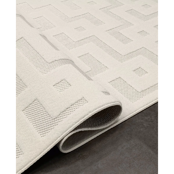 Mudo Koleksiyonu Dekoratif Modern Saçaklı Halı 8752 Krem