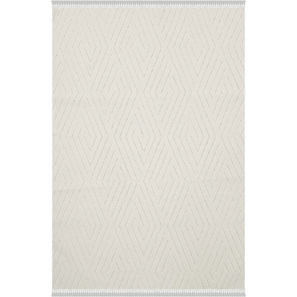 Mudo Koleksiyonu Dekoratif Modern Saçaklı Halı 8753 Krem